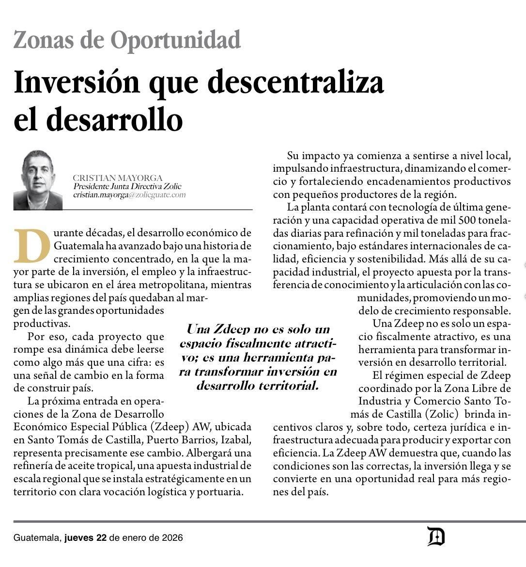 Zonas de Oportunidad: Inversion que descentraliza